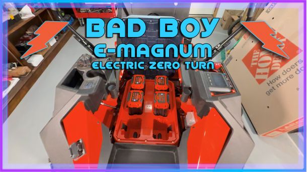 Video thumbnail image of the Bad Boy E-Magnum batteries and charger.